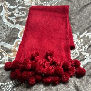 Charlie Paige Vibrant Red Pom-Pom Scarf